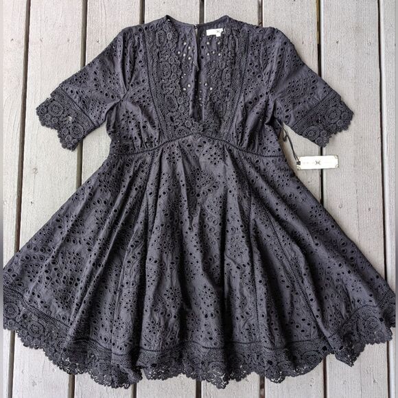 Nightcap Black Eyelet Dress Size XS NWT Empire Waist, Boho Style - Picture 1 of 9